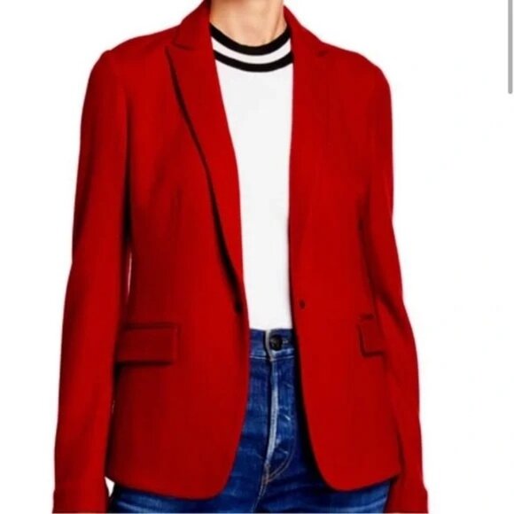 Rag & Bone Lexington Red Wool Blazer Size 4 Single Snap Closure Peak Lapel Class - Picture 1 of 16